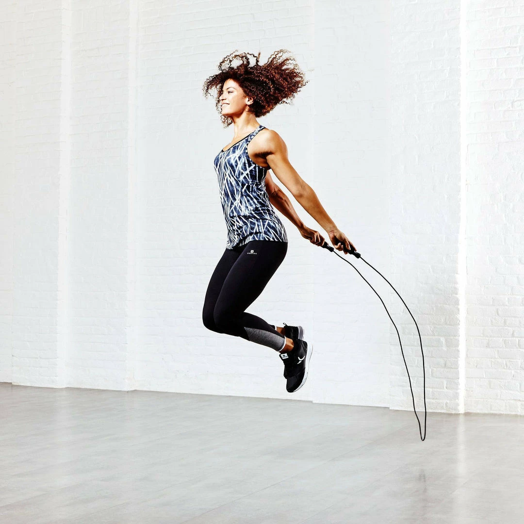 Domyos Women's Cardio Fitness Contrasting Wide Waistband Leggings Energy