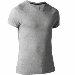 Domyos Exercise & Fitness Apparel Gym Stretching And Pilates Slim-Fit V-Neck T-Shirt 900