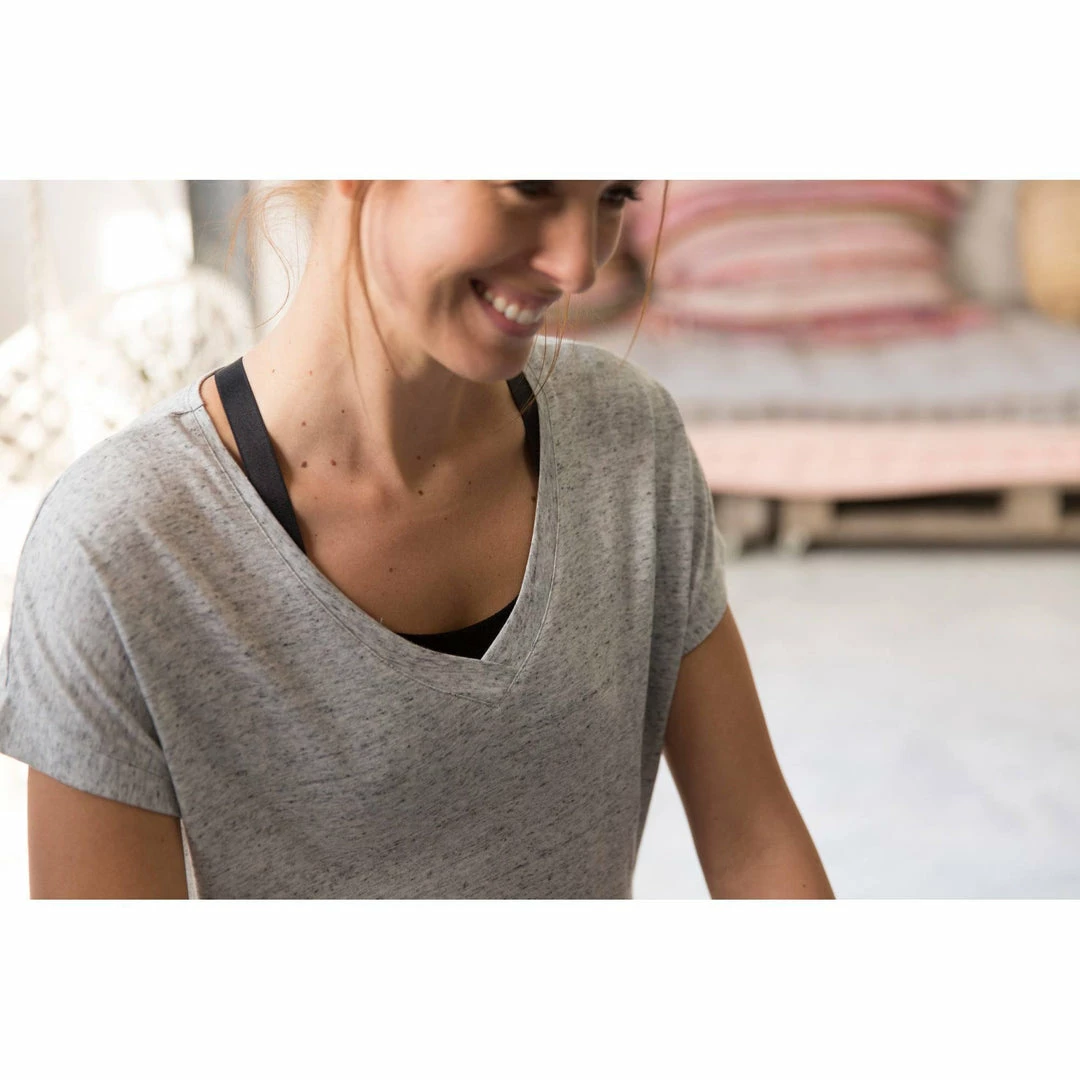 Domyos Short-Sleeve Athletic V-Neck T-Shirt, Women's