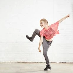 Domyos Girls' Dance Short-Sleeved Short And Loose T-Shirt Exercise & Fitness Apparel