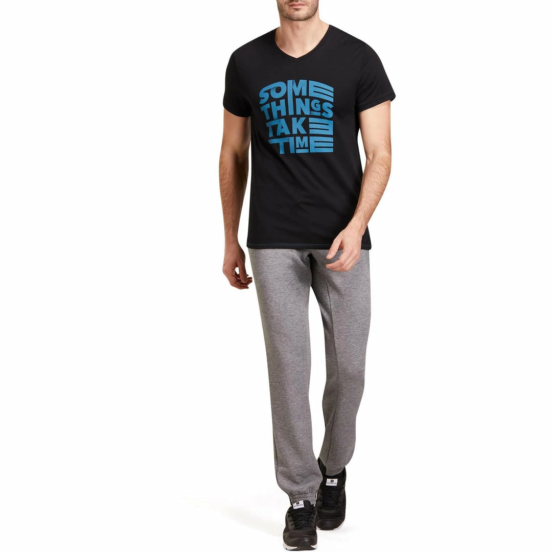 Domyos Men's Gym & Pilates Slim-Fit Cotton T-Shirt