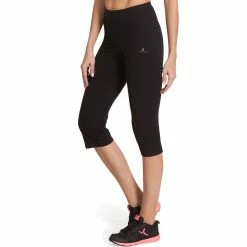 Exercise & Fitness Apparel Domyos Fit+, Cropped Regular Gym & Pilates Pants, Women's