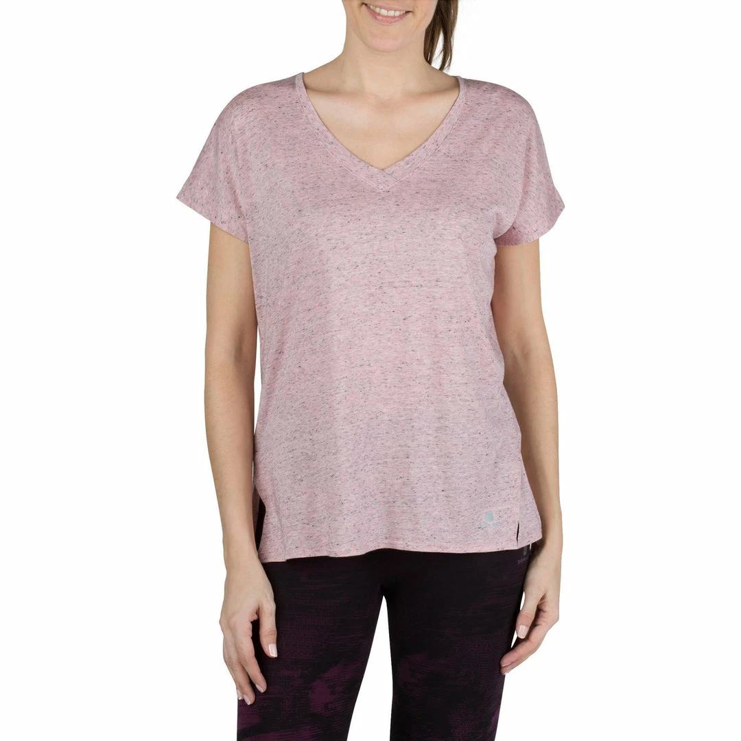 Domyos Short-Sleeve Athletic V-Neck T-Shirt, Women's