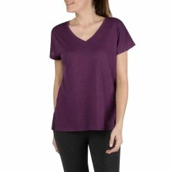 Domyos Short-Sleeve Athletic V-Neck T-Shirt, Women's