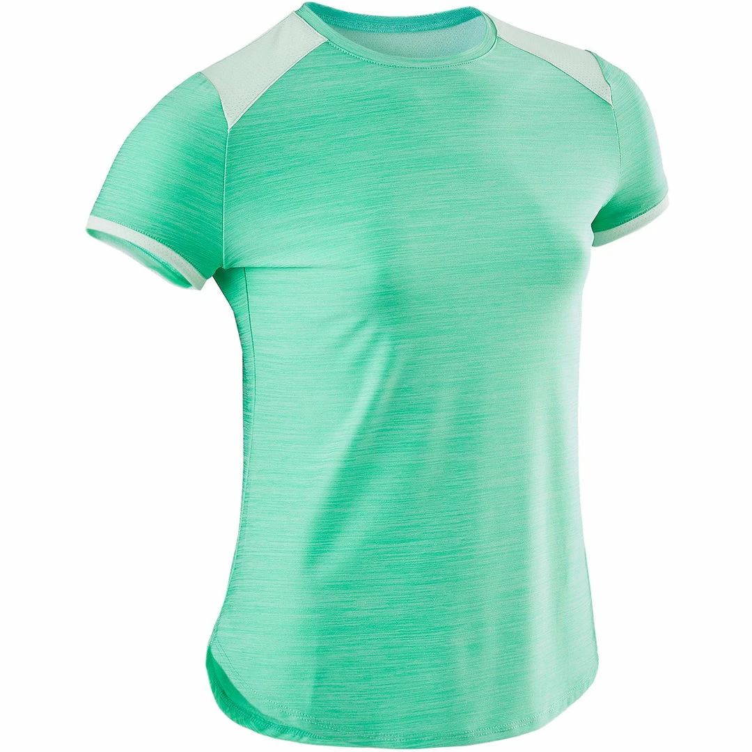 Domyos S500, Short-Sleeved Breathable Synthetic Gym T-Shirt, Girls Exercise & Fitness Apparel