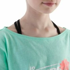 Domyos Girls' Dance Short-Sleeved Short And Loose T-Shirt Exercise & Fitness Apparel