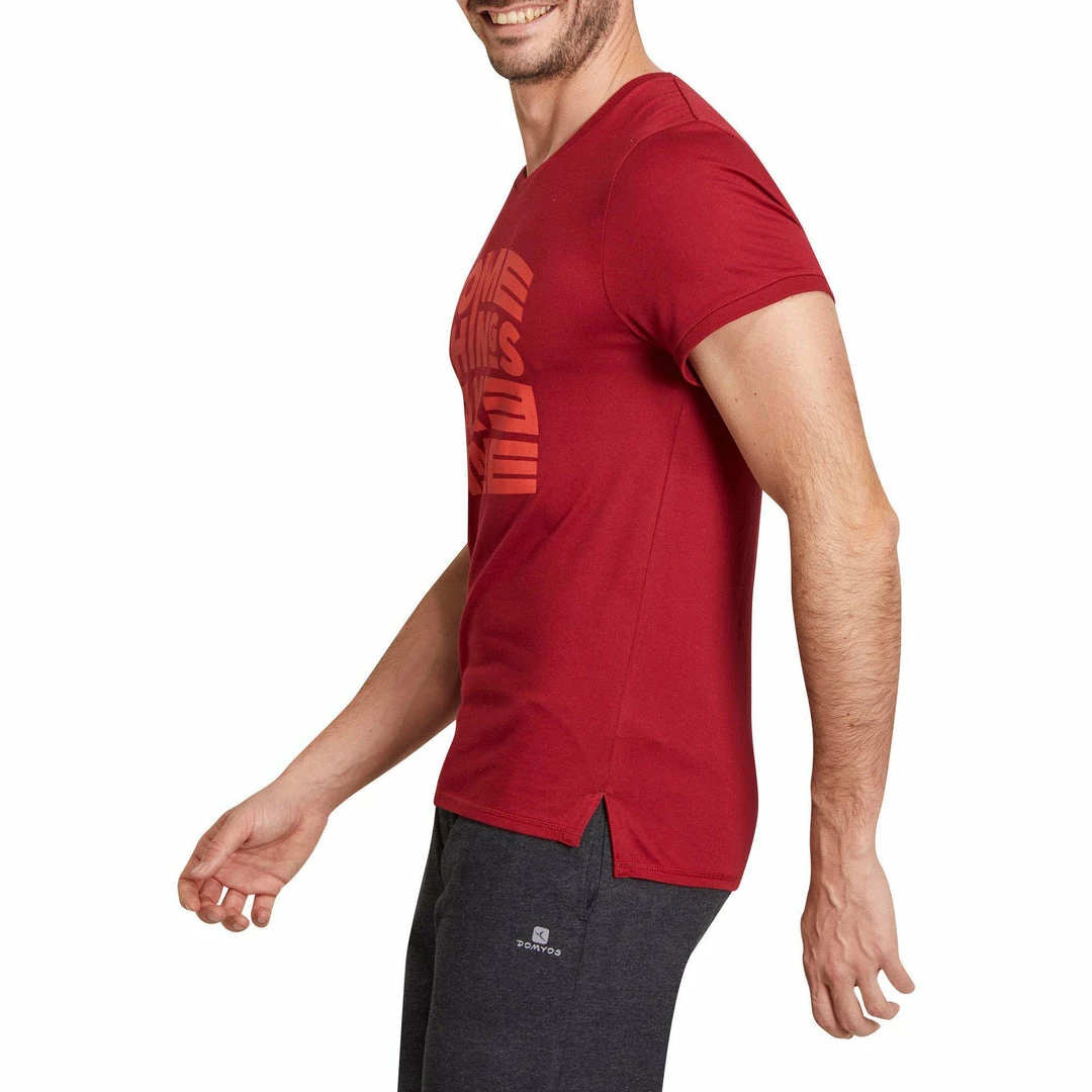 Domyos Men's Gym & Pilates Slim-Fit Cotton T-Shirt