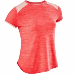 Domyos S500, Short-Sleeved Breathable Synthetic Gym T-Shirt, Girls Exercise & Fitness Apparel