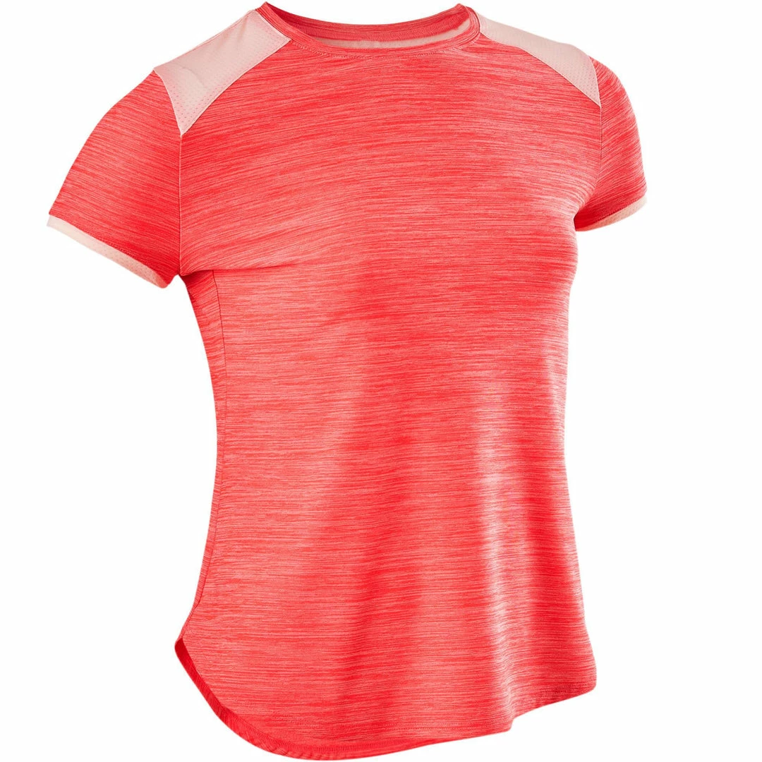 Domyos S500, Short-Sleeved Breathable Synthetic Gym T-Shirt, Girls Exercise & Fitness Apparel
