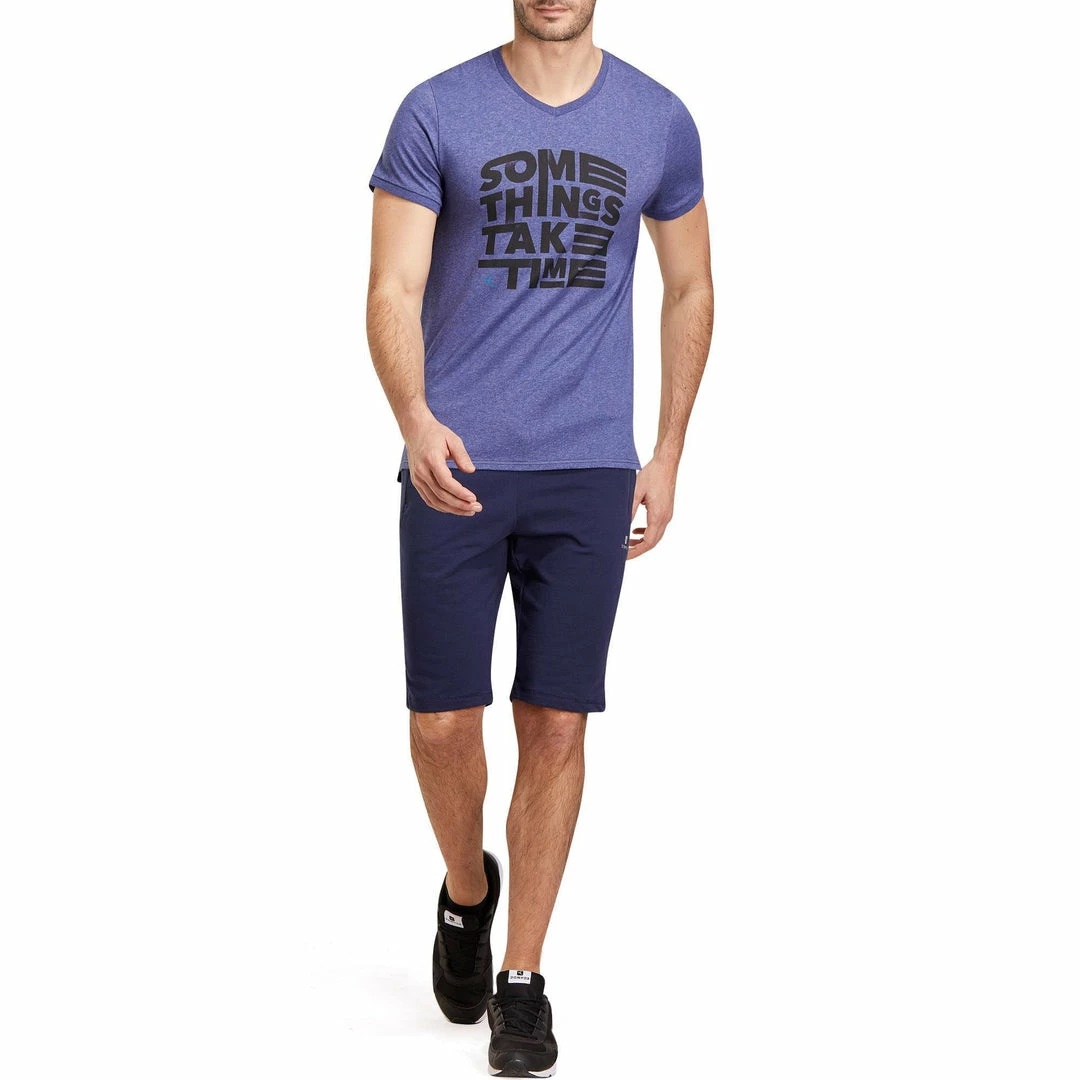 Domyos Men's Gym & Pilates Slim-Fit Cotton T-Shirt