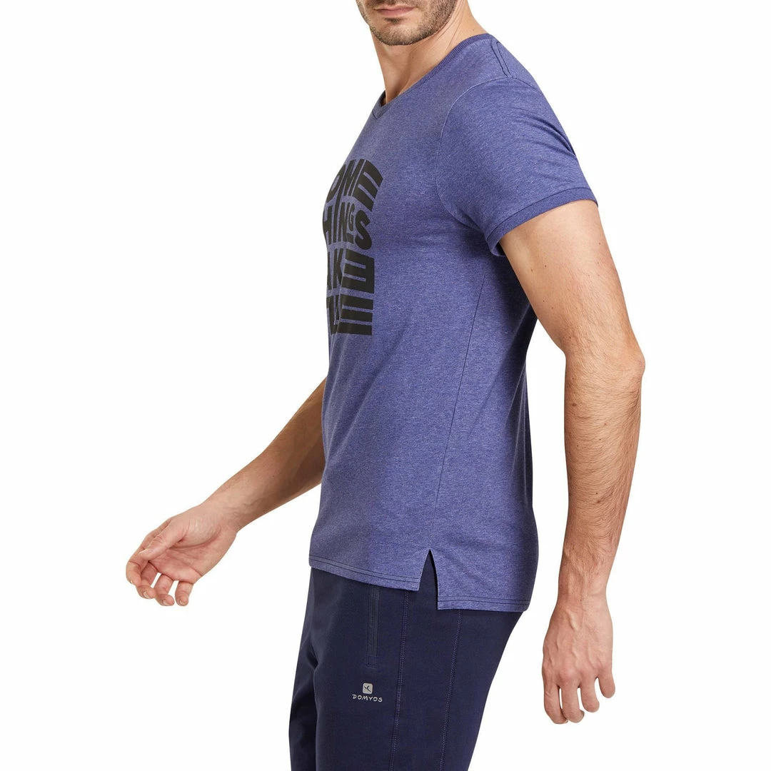 Domyos Men's Gym & Pilates Slim-Fit Cotton T-Shirt