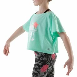 Domyos Girls' Dance Short-Sleeved Short And Loose T-Shirt Exercise & Fitness Apparel