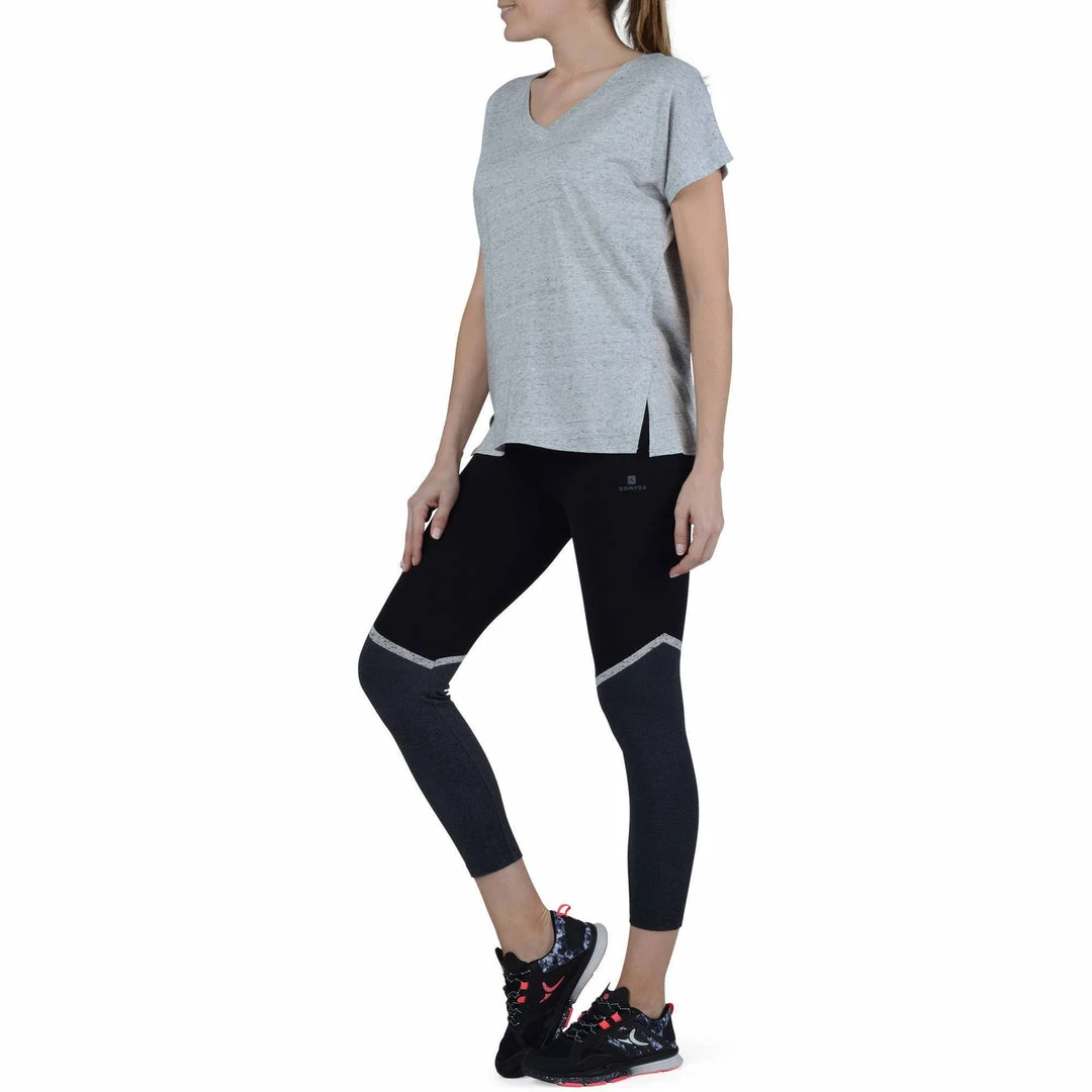 Domyos Short-Sleeve Athletic V-Neck T-Shirt, Women's