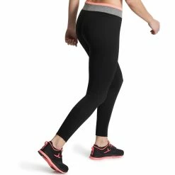 Domyos Women's Cardio Fitness Contrasting Polyester Waistband Leggings Energy