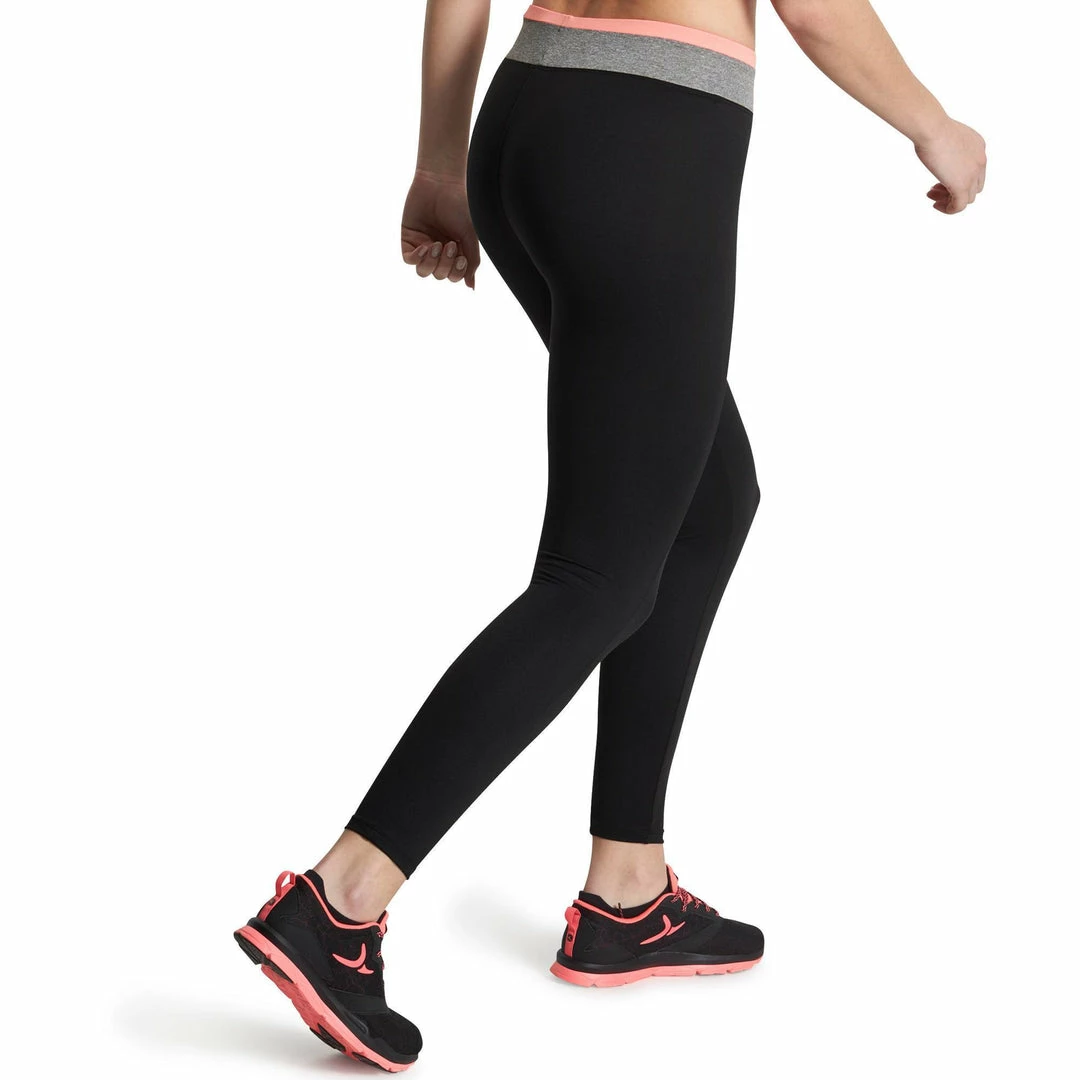 Domyos Women's Cardio Fitness Contrasting Polyester Waistband Leggings Energy