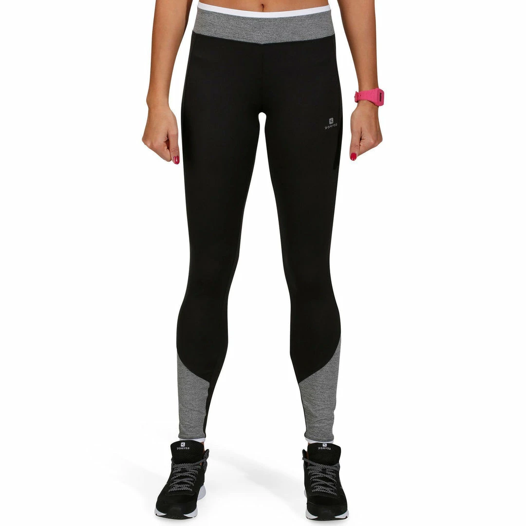 Domyos Women's Cardio Fitness Contrasting Wide Waistband Leggings Energy