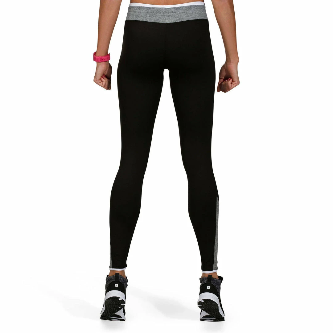Domyos Women's Cardio Fitness Contrasting Wide Waistband Leggings Energy
