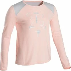 Domyos Girls' Gym Long-Sleeved T-Shirt Breathable Cotton 500 Exercise & Fitness Apparel
