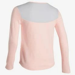 Domyos Girls' Gym Long-Sleeved T-Shirt Breathable Cotton 500 Exercise & Fitness Apparel