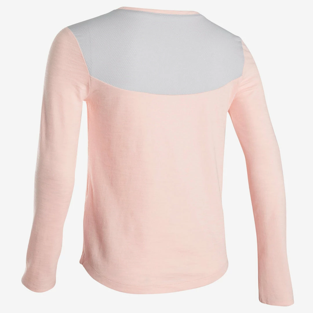 Domyos Girls' Gym Long-Sleeved T-Shirt Breathable Cotton 500 Exercise & Fitness Apparel