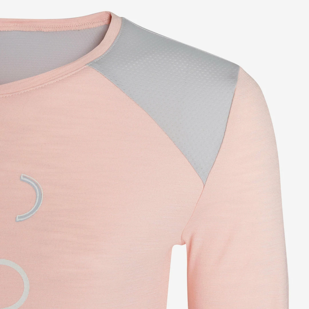 Domyos Girls' Gym Long-Sleeved T-Shirt Breathable Cotton 500 Exercise & Fitness Apparel