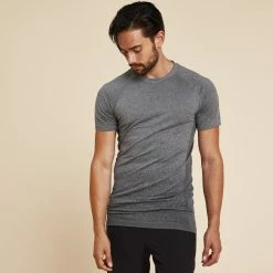 Kimjaly Seamless Short-Sleeved Dynamic Yoga T-Shirt - Dark Grey