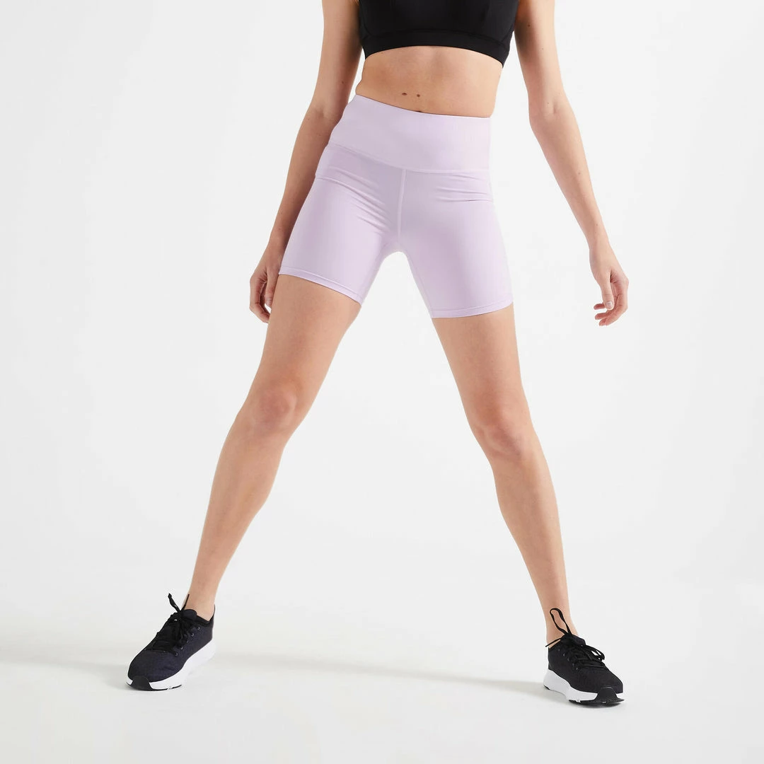 Domyos Shaping High-Waisted Fitness Cardio Shorts - Lilac