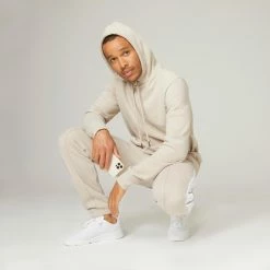 Domyos Men's Long Hoodie Warm 500 - Linen