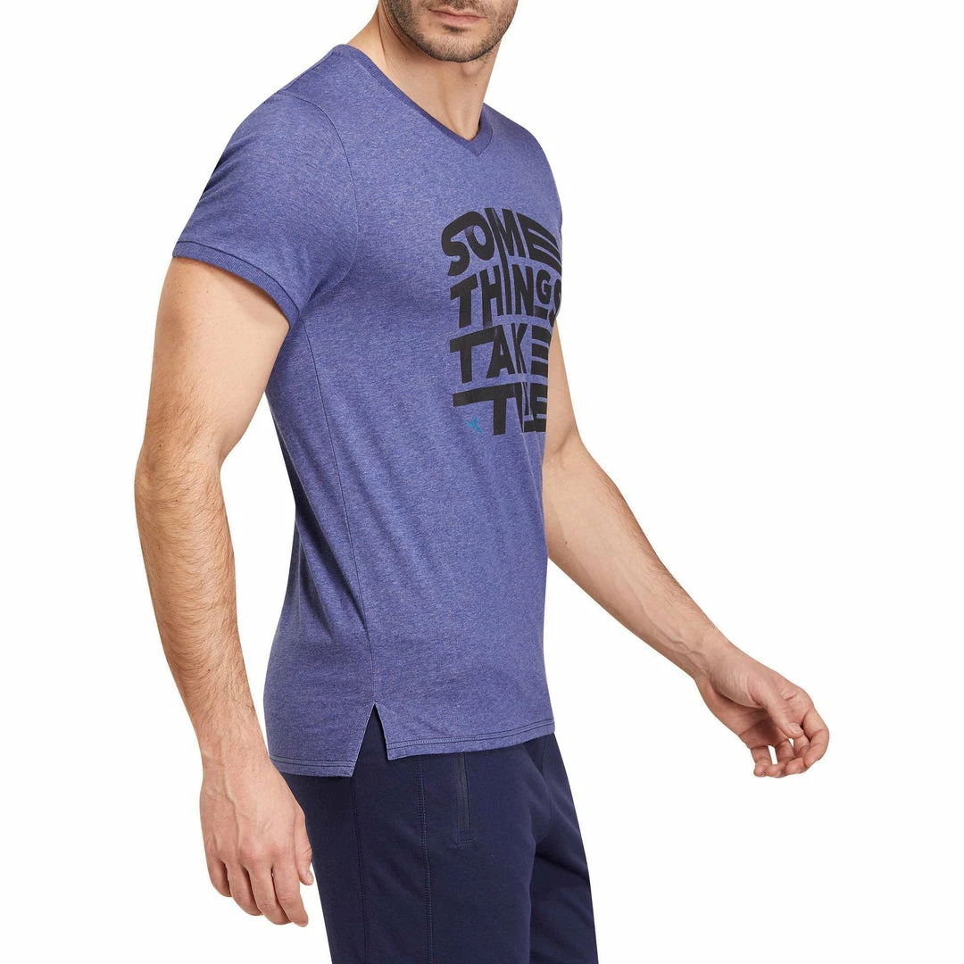 Domyos Men's Gym & Pilates Slim-Fit Cotton T-Shirt