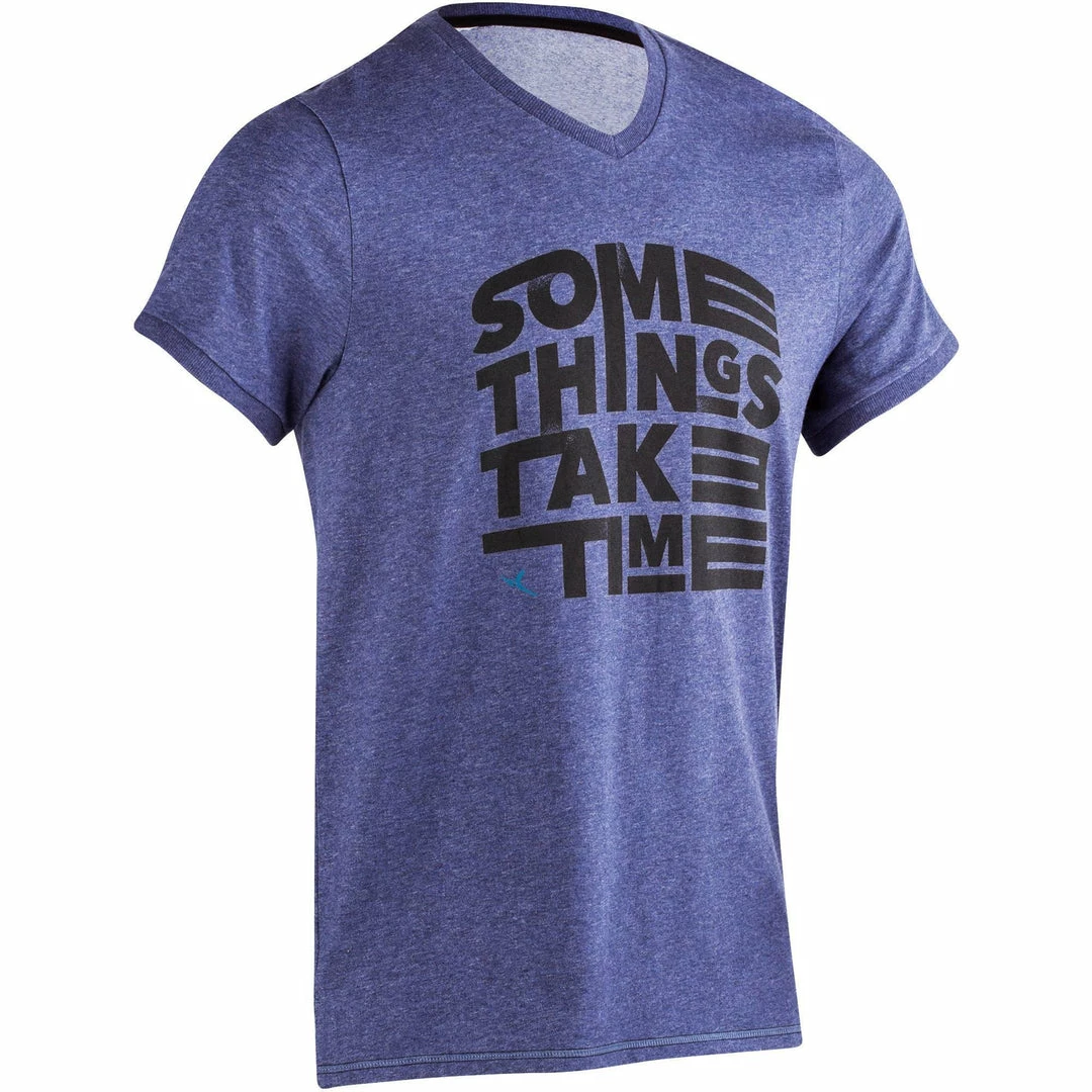 Domyos Men's Gym & Pilates Slim-Fit Cotton T-Shirt