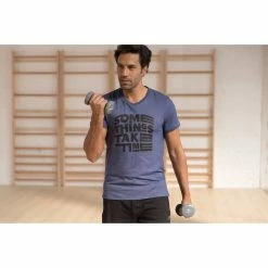 Domyos Men's Gym & Pilates Slim-Fit Cotton T-Shirt