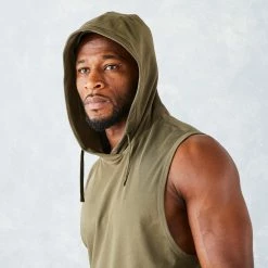 Domyos, Sleeveless Hooded Weight Training T-Shirt, Men's