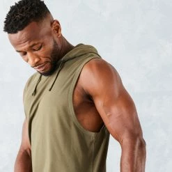 Domyos, Sleeveless Hooded Weight Training T-Shirt, Men's