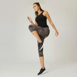 Domyos 900, Stretchy Cotton Fitness Tank Top With Built-in Bra