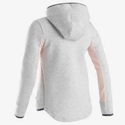 Exercise & Fitness Apparel Domyos 500, Warm Breathable Hooded Cotton Gym Jacket, Girls'