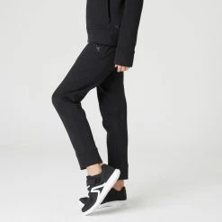 Domyos 500, Warm Breathable Slim Zip-Pocket Cotton Gym Pants, Girls'