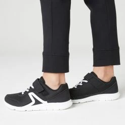 Domyos 500, Warm Breathable Slim Zip-Pocket Cotton Gym Pants, Girls'