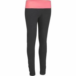 Domyos Women's Organic Cotton Yoga Leggings - Gray/Coral