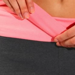 Domyos Women's Organic Cotton Yoga Leggings - Gray/Coral