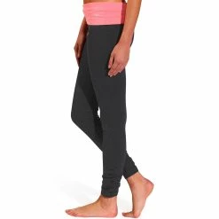 Domyos Women's Organic Cotton Yoga Leggings - Gray/Coral