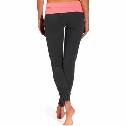 Domyos Women's Organic Cotton Yoga Leggings - Gray/Coral