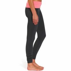 Domyos Women's Organic Cotton Yoga Leggings - Gray/Coral
