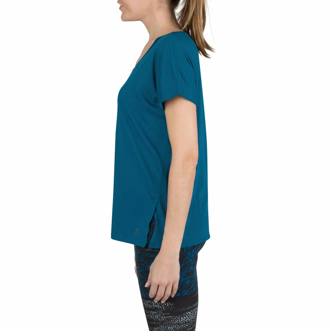 Domyos Short-Sleeve Athletic V-Neck T-Shirt, Women's