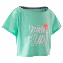 Domyos Girls' Dance Short-Sleeved Short And Loose T-Shirt Exercise & Fitness Apparel