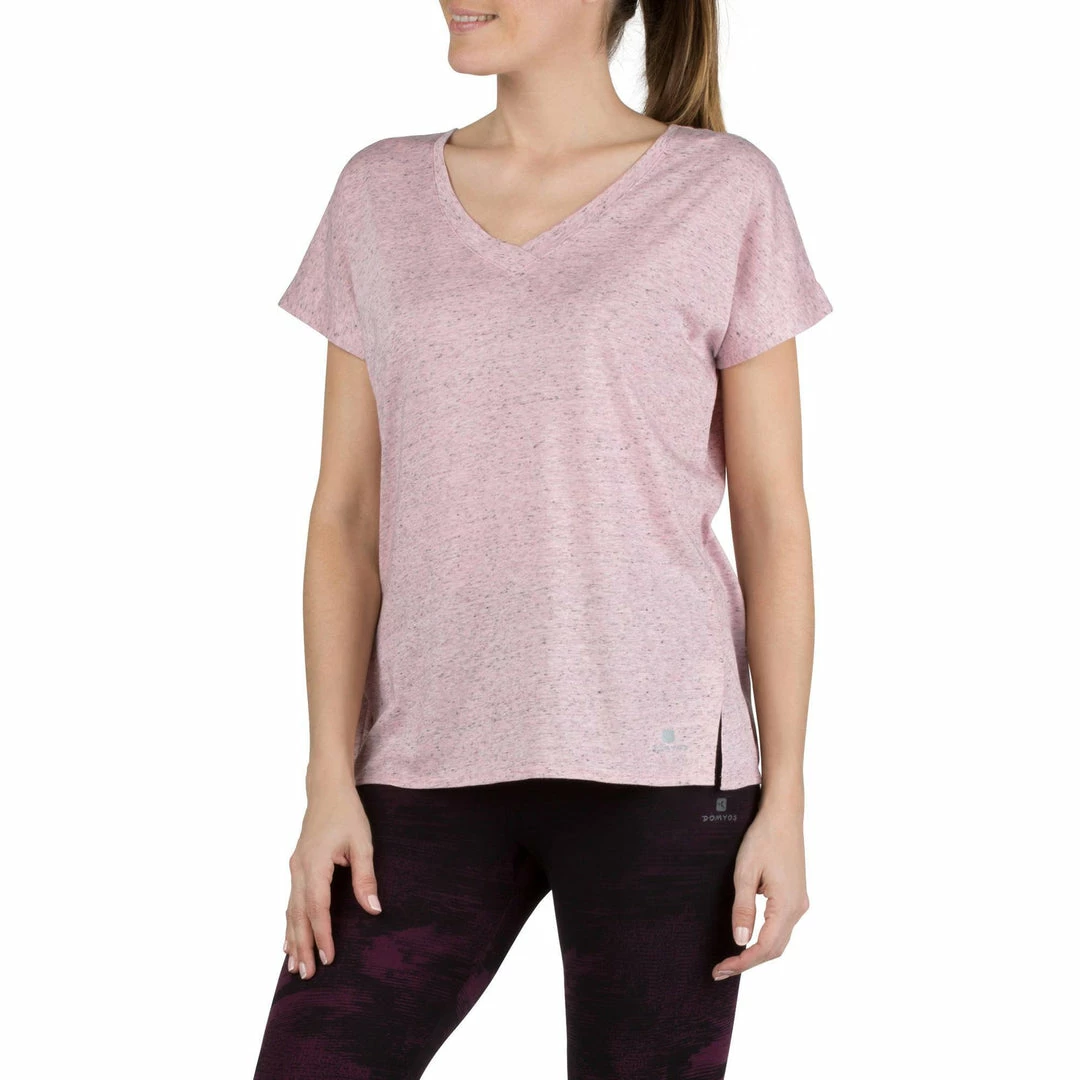Domyos Short-Sleeve Athletic V-Neck T-Shirt, Women's