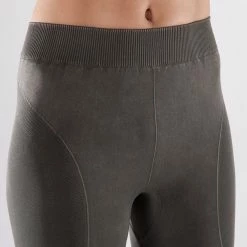 Domyos Exercise & Fitness Apparel Women's Seamless Yoga 7/8 Leggings - Khaki