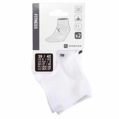 Exercise & Fitness Apparel Domyos, Short Fitness Cardio Training Socks, 2-Pack