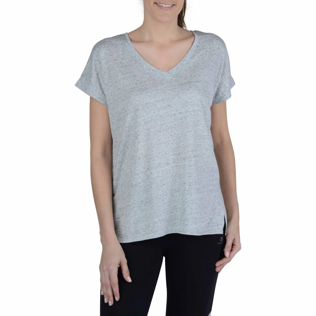 Domyos Short-Sleeve Athletic V-Neck T-Shirt, Women's