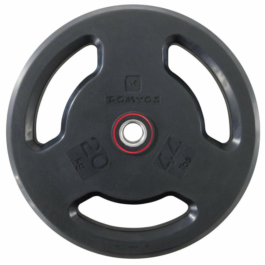 Exercise & Fitness Apparel Domyos, Rubber Weight Training Disc With Handles, 28mm 44lb
