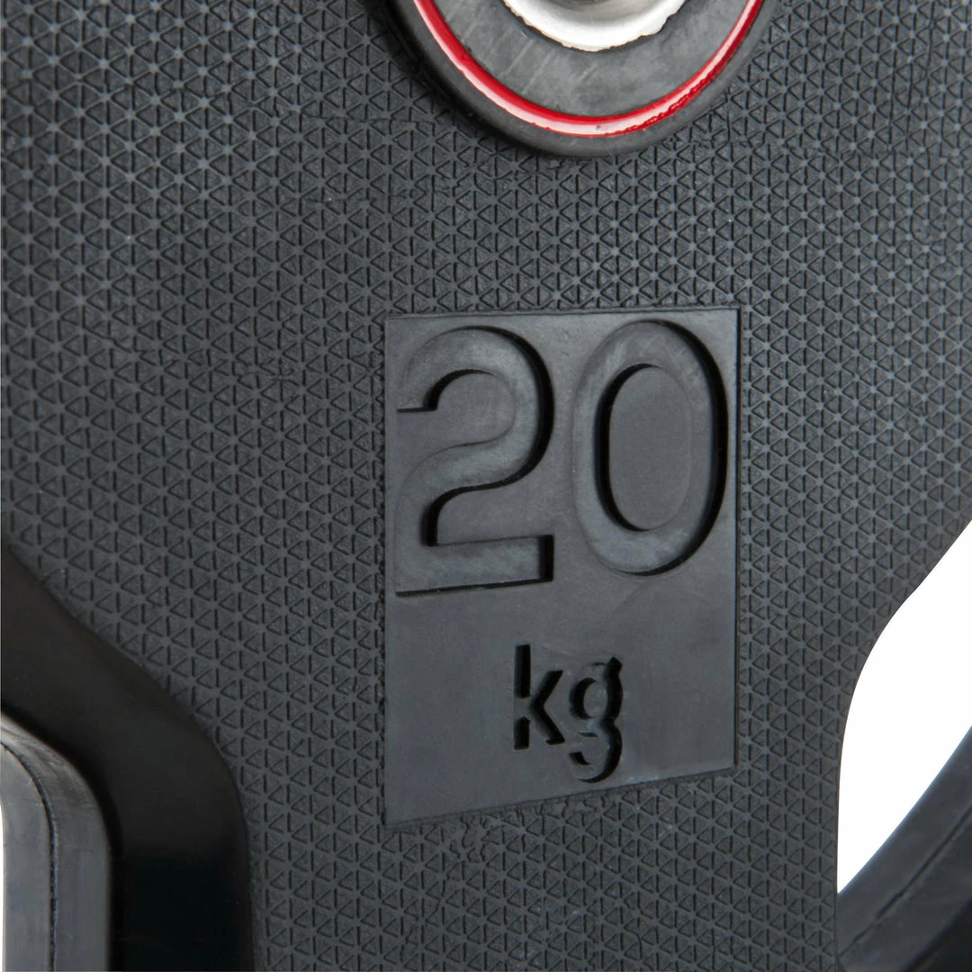 Exercise & Fitness Apparel Domyos, Rubber Weight Training Disc With Handles, 28mm 44lb